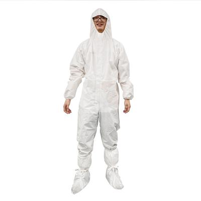 China Breathable white safety isolation hazmat suit waterproof medical protective disposable coverall with hood for sale