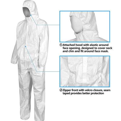 China High Breathability Nonwoven Disposable Full Body PPE Isolation Suit Hazmat Suit Personal Virus Chemical Protective Clothing For Hospital for sale