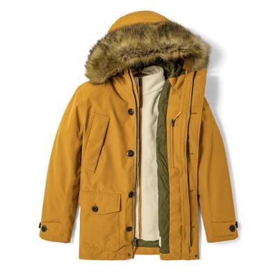 China Wholesale Regular Mens Winter Long Jacket Coat Removeable Hooded Jacket Overcoat With Fur Collar for sale