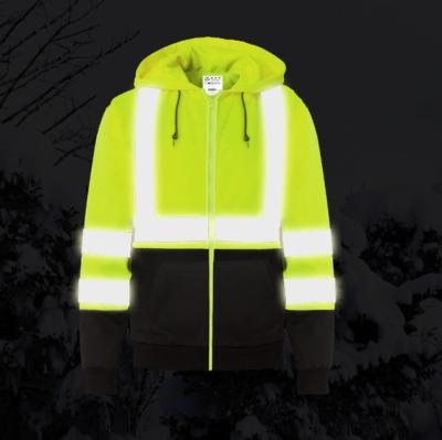 China Breathable High Visibility Reflective Lime Insulated Warm Durable Easy Care Lightweighted Safety Sporty Boys Winter Mens Fleece Jacket for sale