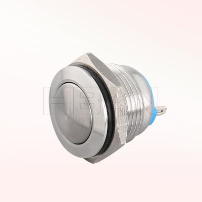 China Hban stainless steel short stroke 16mm pin 1no 2 dpdt on off button push button switch ip65 for sale