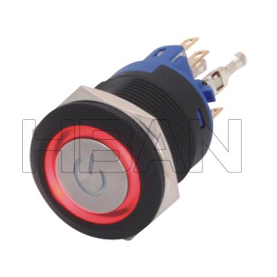 China PC plastic plastic pin terminal 22mm led switch mode power supply 12v, dpdt start stop push button switch for sale