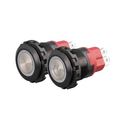 China 1no1nc Nylon Shell Nylon Ring Illuminated Engineering Plastics Power 22mm Lock Waterproof Push Button Switch for sale