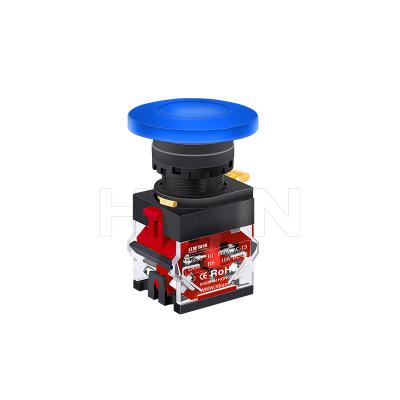 China 10A High Current Plastic Mushroom Plastic Blue Illumination Switch Push Button Control IP65 Waterproof for sale