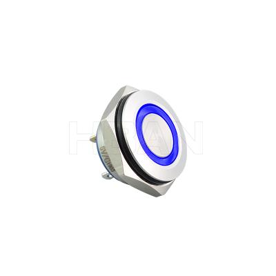 China Silver Alloy Mini Body 16mm IP67 LED 1NO Momentary Metal Short Ultrathin Ring Illuminated Push Button Switch for sale