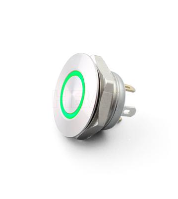 China Stainless Steel Reset Stainless Steel 12V Led Light Ring Illuminated 1NO IP67 Waterproof 16mm Led Push Button for sale