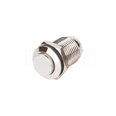 China Electrical Momentary Push Button Switches 12mm Top Head 1no Metal Normally Narrow Pin Nickel Plated Brass Terminal for sale