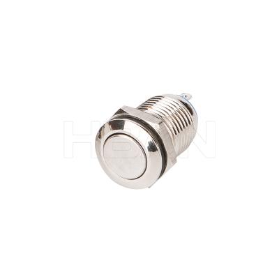 China 1no1nc head 1no1nc flat head spdt 3 pins stainless steel push mini push switch 12mm hban for sale