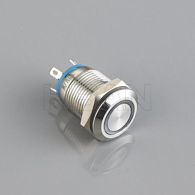 China EOSwheel Flat Key Ring Illuminated 1NO 12mm Metal Led Momentary Push Button Switch for sale