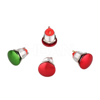 China 16mm NO Mushroom Waterproof Push Button Switch Waterproof 1NO 16MM Mushroom Green Red Head Momentary Push Button Switch For Motor Equipment for sale