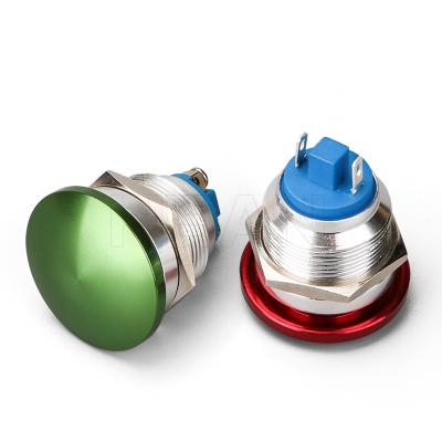 China Silver Alloy One Spst 19mm Normally Open Waterproof Momentary Mushroom Master Push Button Switch for sale