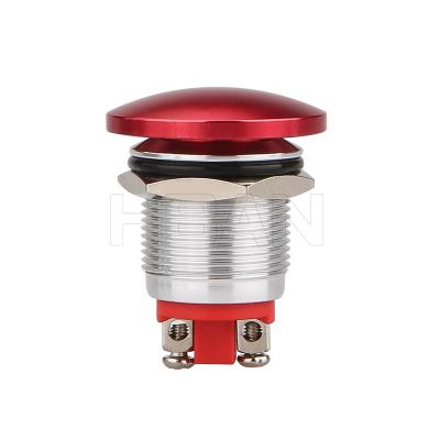 China Waterproof Momentary Red Silver Alloy Mushroom IP65 1NO 22mm Metal Master Push Button Switch for sale