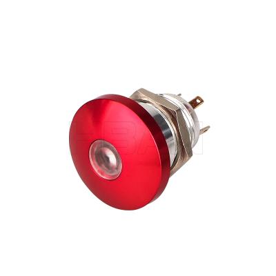 China Aluminum Dot LED Illuminated 1NO 2 Pin 16MM Red Key Push Button Mushroom Metal Momentary Switch for sale