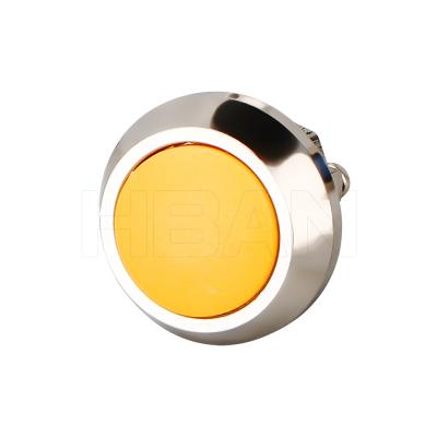 China Stainless steel 12mm momentary yellow 1no two screw terminal hban ip65 head domed stainless steel push button for sale