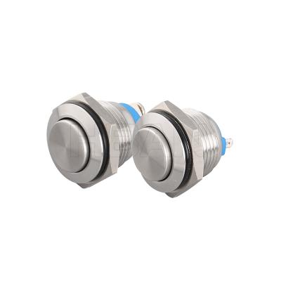 China High Head 1no Small Circuit Control Screw Terminal Metal Stainless Steel 16mm Momentary Push Button Switch 2 Pin for sale