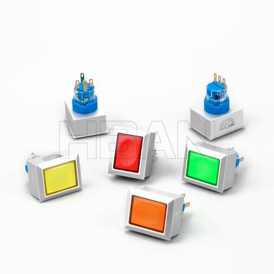 China CE ROHS 22mm Momentary Head 5 Square Pin Illuminated Push Button Switch With Plastic Push Button Cover for sale