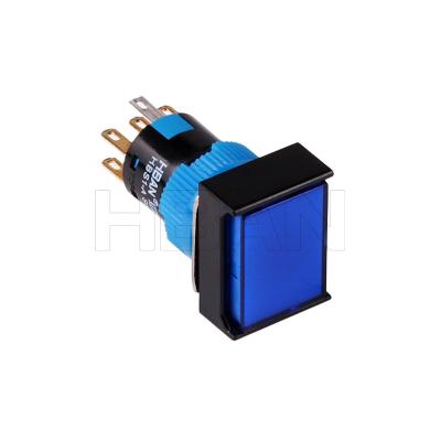 China Silver Alloy 16mm 1NO1NC 2NO2NC LED Indicator Light Rectangle Momentary Plastic Led Push Button Switch for sale