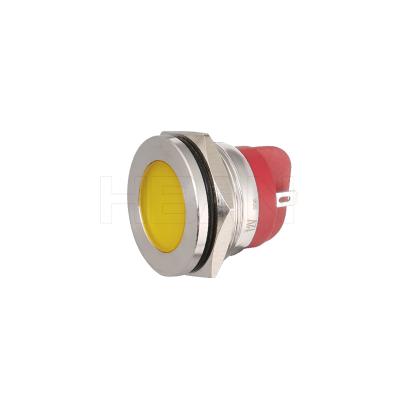 China Nick 24 Volt DC Brass Yellow Flat Head 22mm Mounting Holes Metal ip67 Led Indicator Light Waterproof for sale