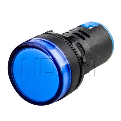 China CE ROHS 22mm round head small circuit control circuit blue signal lamp pilot lamp indicator 220v for sale