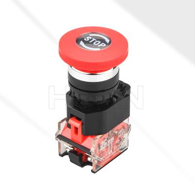 China Mushroom Head 1NO1NC Emergency Stop Plastic Self-Latching Maintained Switch 22mm Red for sale