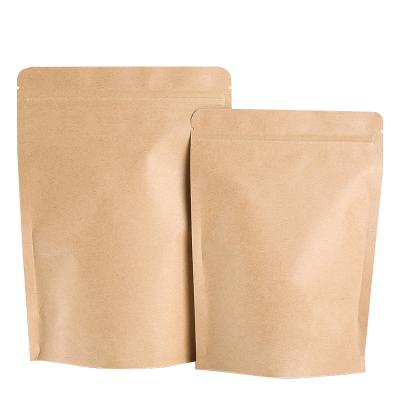 China Recyclable Brown Kraft Paper Back Up Zip Lock Pouches Bags Zipper Food Packaging Brown Zipper Pouch Custom Printed for sale