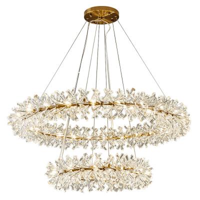 China Modern Round Crystal Chandeliers Lights Hotel Bedroom Art Deco Crystal Garland Hanging Lights Pendant Lighting Fixtures for sale