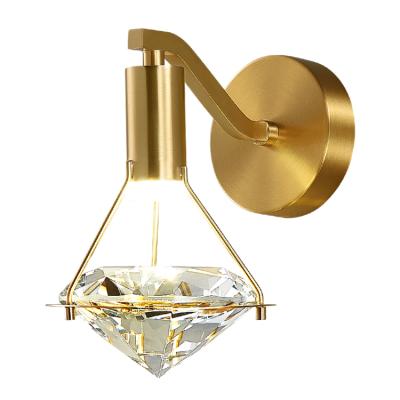 China Luxury Copper Light LED K9 Crystal Wall Lamps Beside Night of Indoor Dimmable K9 LED Stand Crystal Bedroom for sale