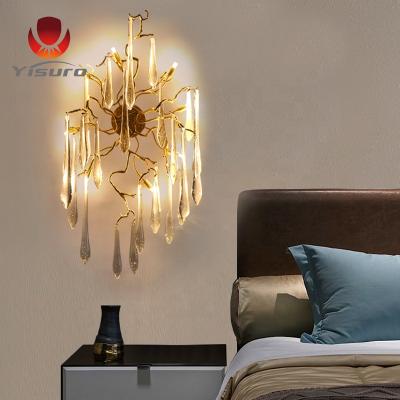 China Copper + Crystal Nature Copper Crystal Indoor Wall Lamps Hotel Wall Lamp for sale