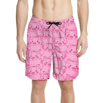 China Plus Size 2021 Men Shiny Pink Print Fabric Short Custom Design Quick Dry Beach Wear Trunks for sale