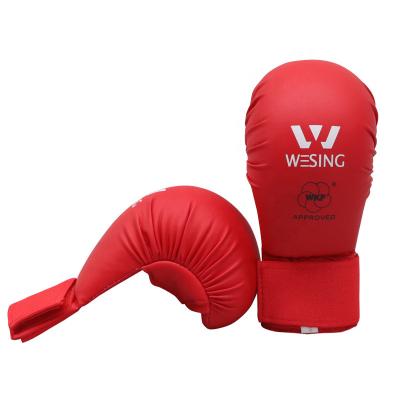 China PU Leather + Polyurethane Wesing wkf Karate Gloves PU Leather Karate Gloves Thumbless for sale