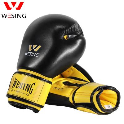 China Wesing Universal Logo Custom Weighted High Quality Synthetic Leather Adult Boxing Gloves Men for sale