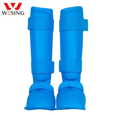 China PU Wesing Leather WKF Approved Karate Shin Guard Soft Leather Karate Shin And Instep Guard for sale