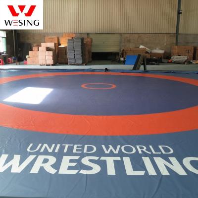 China Please Check Detail Page WESING UWW Approved Custom PVC Leather Cover Wrestling Mat Wrestling Crash Mats For Sale for sale