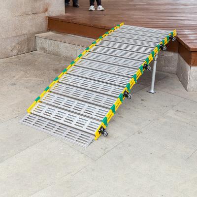 China Barrier Free Aluminum Motorcycle Ramp Movable And Telescopic Wheelchair Ramps For Disable for sale