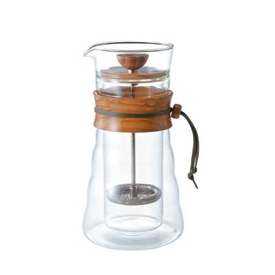 China WITH LID Double Layer Heat Resistant Coffee Maker With Handle High Borosilicate Glass French Press Coffee for sale