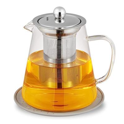 China Viable Coffee Maker and Tea Sets Teapot Glass Teapot with Infuser and Strainer Borosilicate Safe tovetop Glass Teapot for sale