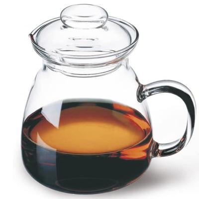 China Factory Supply 600ml 800ml 1000ml Borosilicate Handmade Viable Glass Pitcher Glass Coffee Teapot With Glass Lid for sale