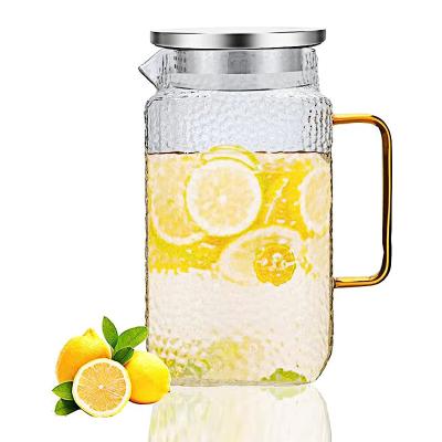 China Juice Kettle Beverage Glass Carafe High Clear Borosilicate Wholesale Cold Water Jug Glass Jug for sale