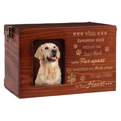 China Viable Good Quality Memorial Urns Painted Design Pet Cremation Urns Natural Wood Finish Pet Casket Indoor Pet Casket for sale