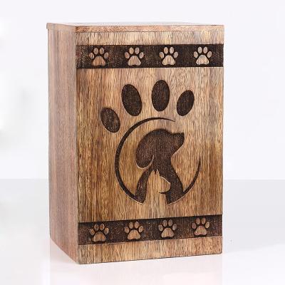 China Factory Price Customized Logo Printing Pet Cremation Urns Viable Wooden Pet Casket Pet Casket Urn for sale