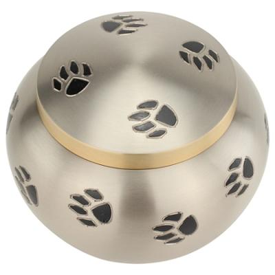 China Viable Good Quality Burial Supplies Classic Screw Lid Casket Dog Cat Metal Funeral Urn Cremation Pet Urns for sale