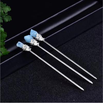 China Natural Gemstone Crystal Hairpin For Decoration Blue Green Modern Wholesale Crystal Jewelry for sale