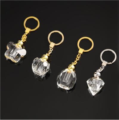 China Beautiful Fashion Modern Wholesale Custom Gemstone Perfume Bottle Key Chain for sale