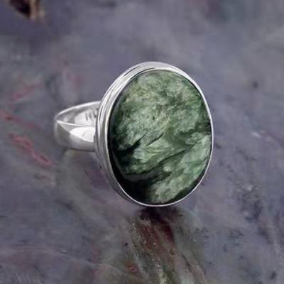 China Fashionable Wholesale Natural Crystal Stone Healing Seraphinite Crystal Ring for sale