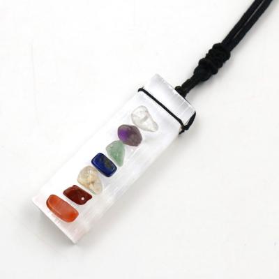 China Wholesale BOHEMIA Natural Crystal Stone Chakra Seven Pendant Necklace for sale