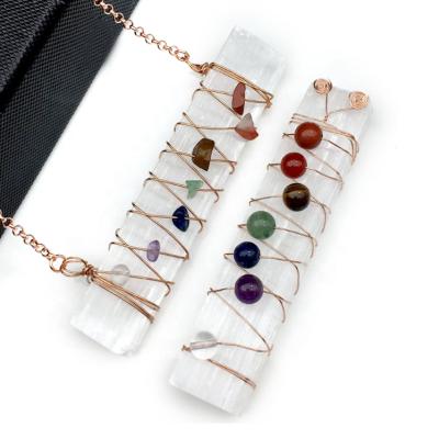 China Wholesale Natural Crystal Stone Pendant BOHEMIA Pendant Seven Chakra Necklace for sale