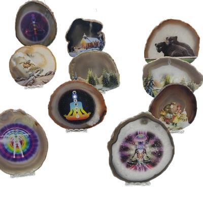 China China Wholesale Crystal Folk Craft Agate Slice Slices Agate Coaster Slices for sale