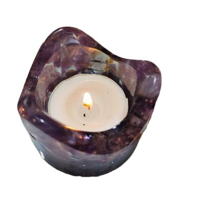 China Modern Wholesale Natural Healing Crystal Candlestick Crystal Candle Holder for sale