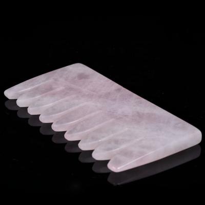 China China wholesale natural crystal gua sha healing rose quartz hair comb for massage for sale