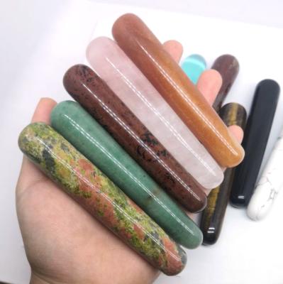 China Natural Massage Wand Body Rose Quartz Massage Roller Colorful Crystal Stick for sale